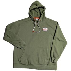 Aldi Gear Hoodie Mens M Green Pullover Sweatshirt Logo Patch Streetwear Casual